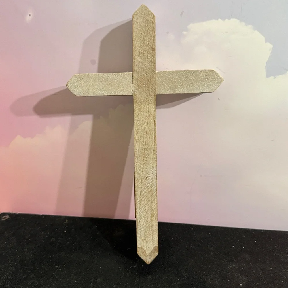 Wooden Cross Decor with metal Plex saying “BLESSED”